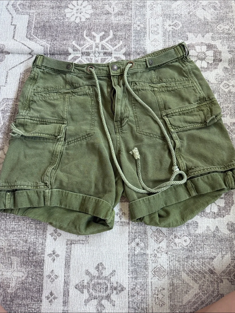 Free People Olive Green Cargo Shorts